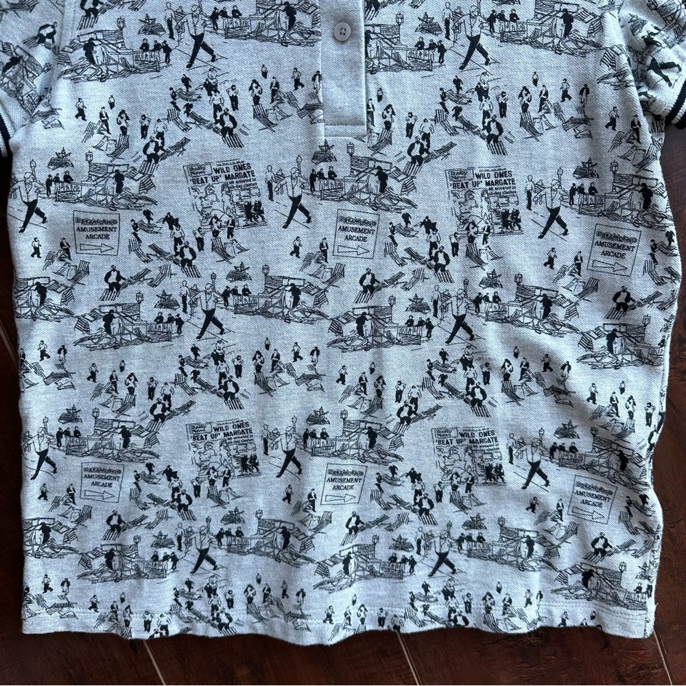 SOLD - FRED PERRY Dreamland Amusement Arcade Heather Grey Polo Sz US6 - Picture 4 of 9